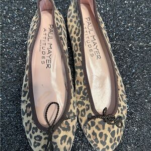 Paul Mayer Brown and Black Leopard Print Flats
